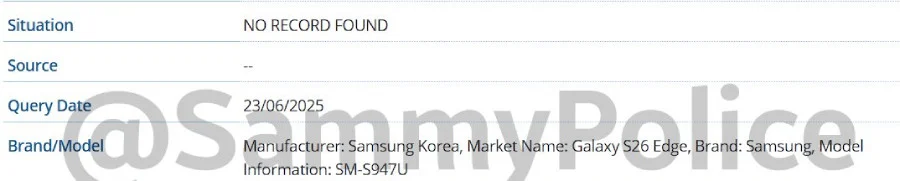 Galaxy S26 Edge IMEI Database