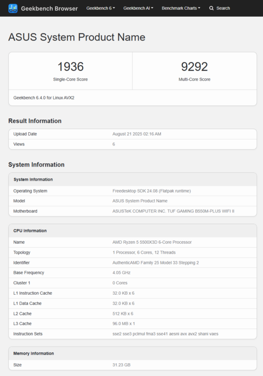 Geekbench Results