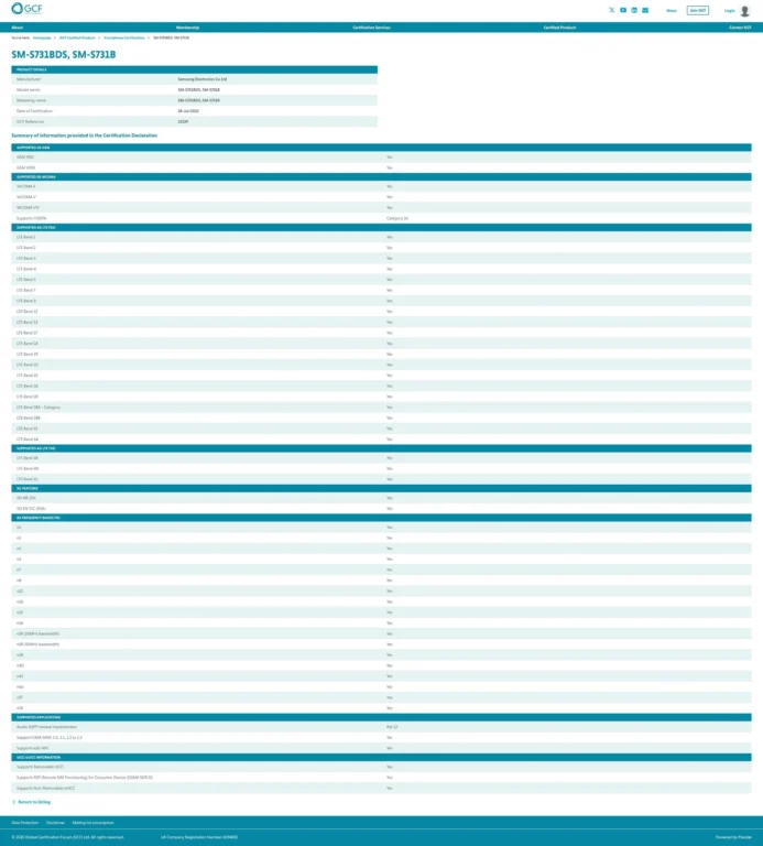 Samsung Galaxy S25 FE — GCF Certification Details