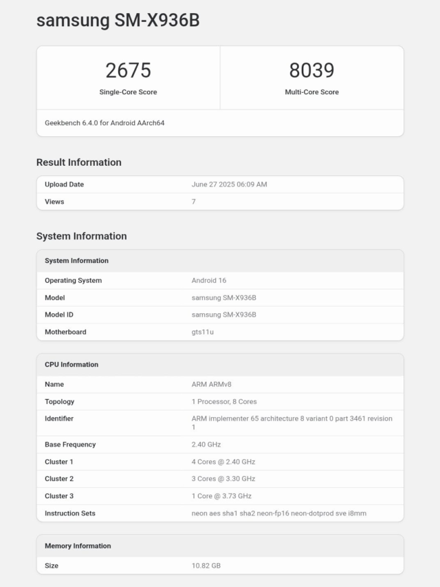 chip Geekbench benchmark