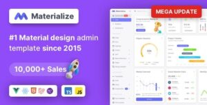 Materialize 13.11.0 – Next.js, Vuejs, Nuxt, HTML, Laravel, Django, Asp.Net Material Design Admin Template