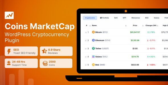 Coins MarketCap 5.7.3 WordPress Cryptocurrency Plugin