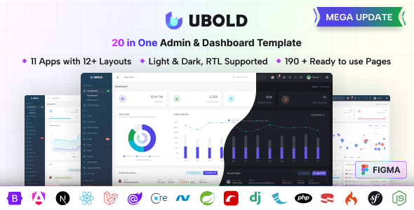 Free Download UBold 7.1.0 – 20-in-1 Admin Template