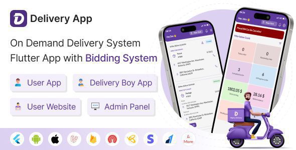 Delivery App 25.0 – On Demand Delivery System Flutter App with bidding system | Courier App