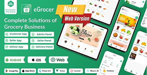 eGrocer 2.0.5 Online Multi Vendor Grocery Store, eCommerce Marketplace Flutter Full App with Admin Panel